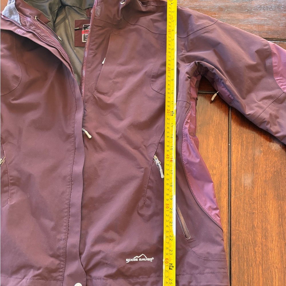 Eddie Bauer Weatheredge 365 Waterproof Plum Hooded Jacket Women’s Large - Picture 11 of 13